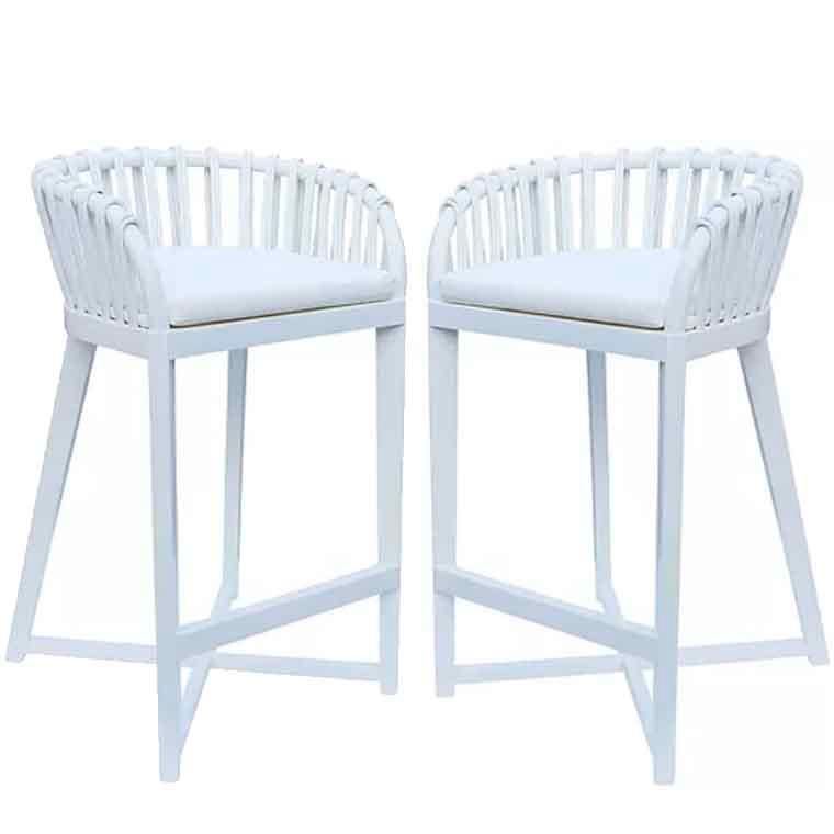 Sgabelli da bar in teak Binah bianco