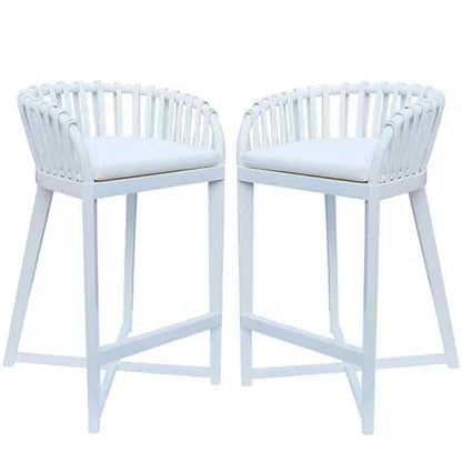 Sgabelli da bar in teak Binah bianco