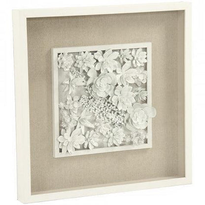 Decorazione murale in ceramica floreale boho bianca