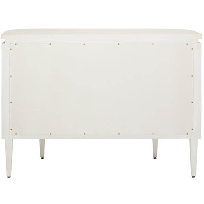 Credenza curva con fiori in ottone bianco