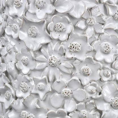 Tavolino decorativo floreale in ceramica bianca