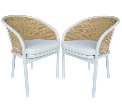 Sedia da pranzo in canna costiera bianca