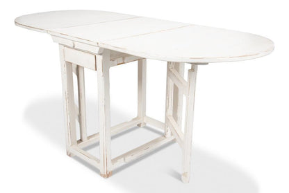 Tavolo da pranzo con gambe a ribalta in stile fattoria bianca