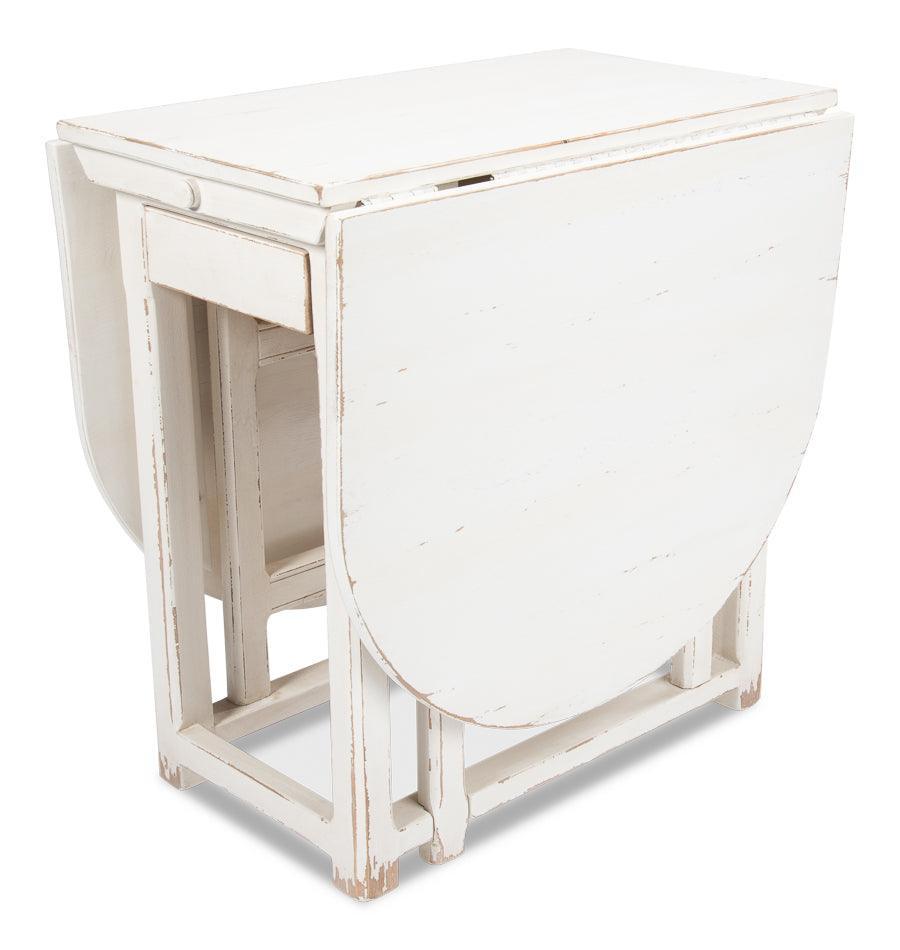 Tavolo da pranzo con gambe a ribalta in stile fattoria bianca