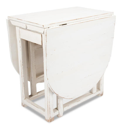 Tavolo da pranzo con gambe a ribalta in stile fattoria bianca