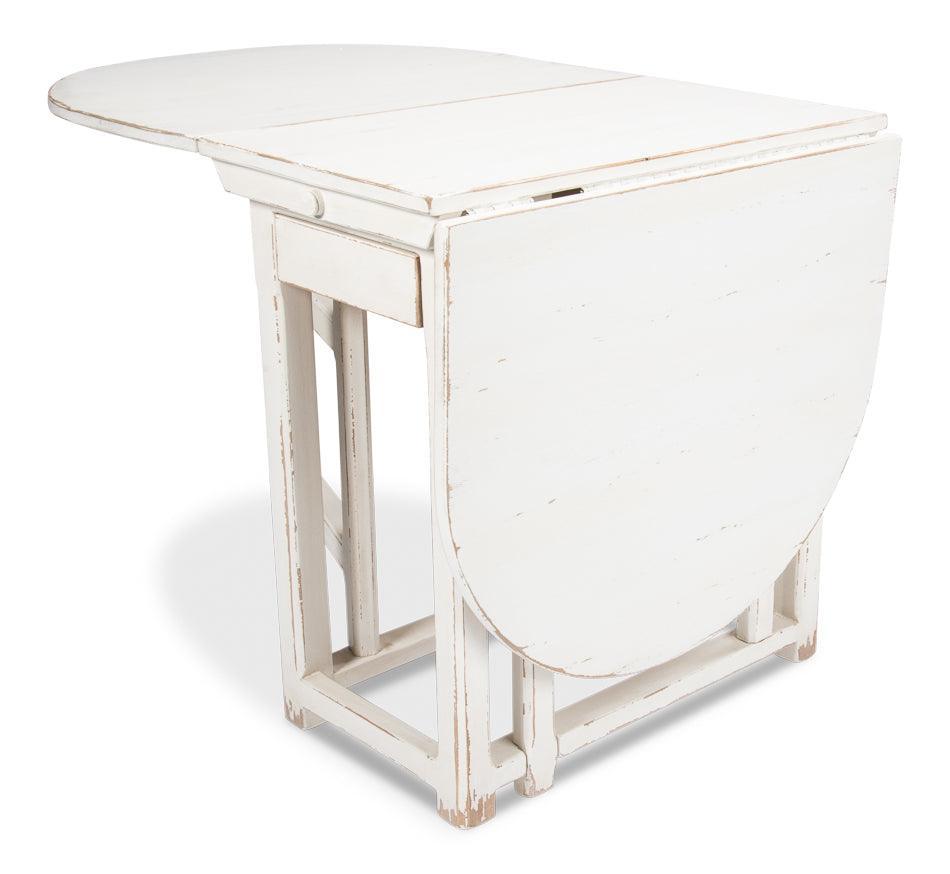 Tavolo da pranzo con gambe a ribalta in stile fattoria bianca