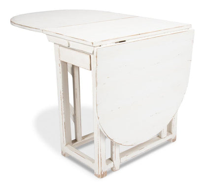 Tavolo da pranzo con gambe a ribalta in stile fattoria bianca