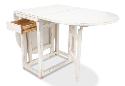 Tavolo da pranzo con gambe a ribalta in stile fattoria bianca