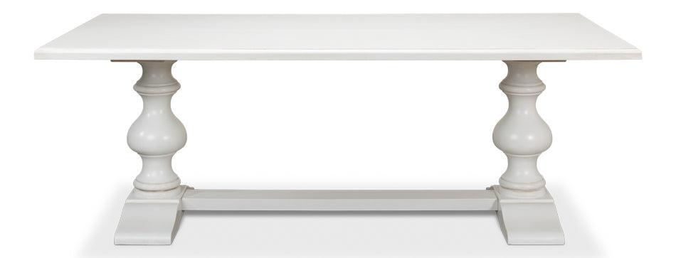 Tavolo da pranzo con cavalletto in stile country francese bianco