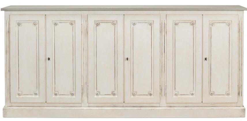 Credenza Louis bianca francese con piano grigio