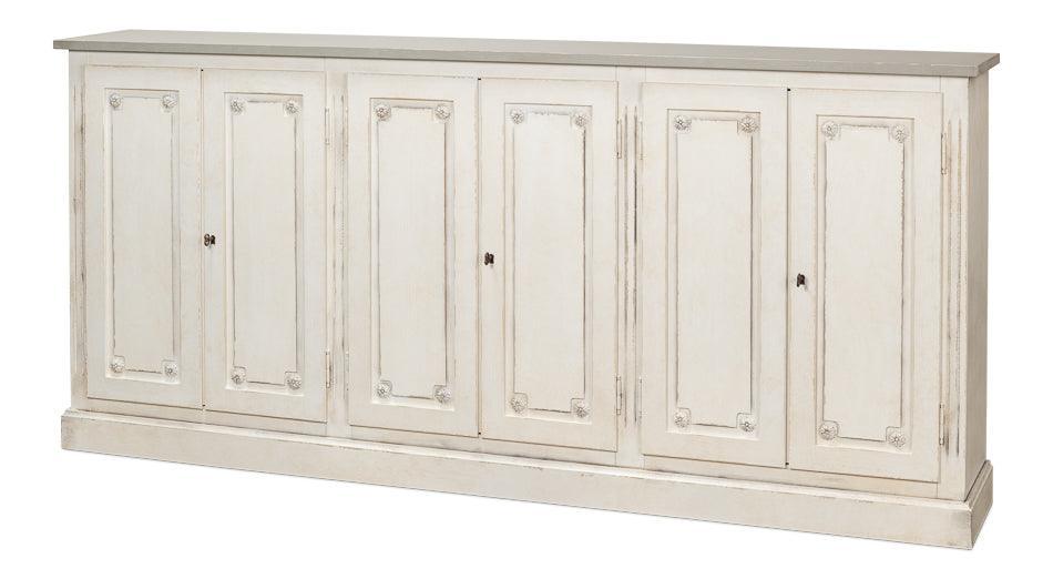 Credenza Louis bianca francese con piano grigio