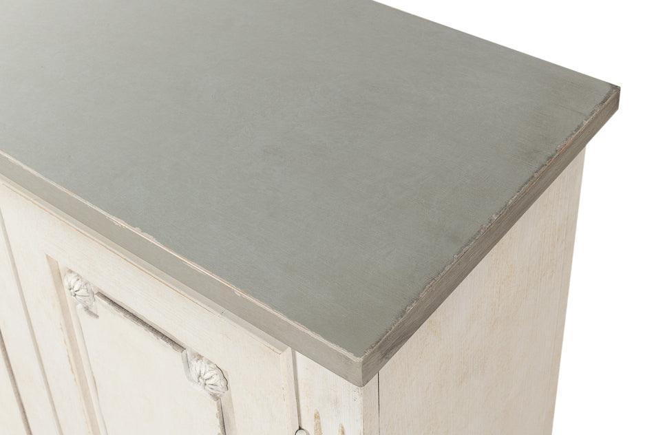 Credenza Louis bianca francese con piano grigio