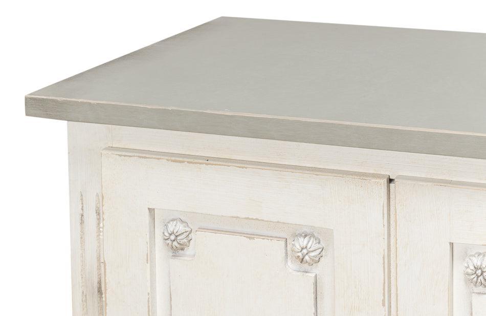 Credenza Louis bianca francese con piano grigio