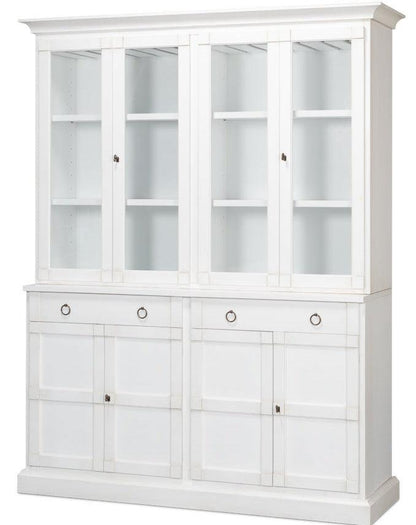 Mobiletto con frontale in vetro bianco e cassetti