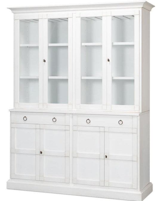 Mobiletto con frontale in vetro bianco e cassetti