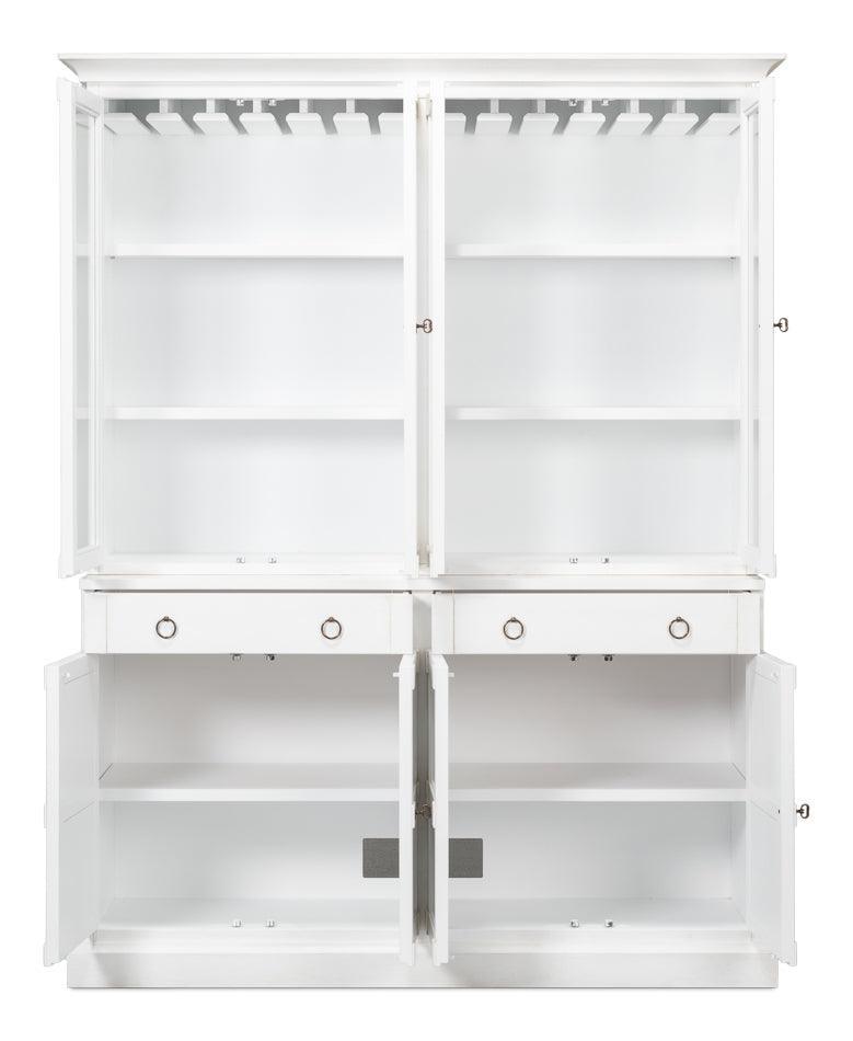 Mobiletto con frontale in vetro bianco e cassetti