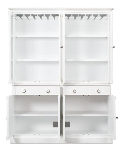 Mobiletto con frontale in vetro bianco e cassetti