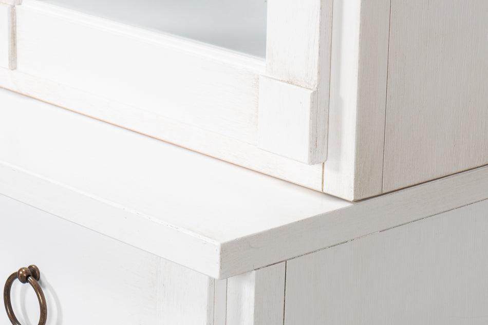 Mobiletto con frontale in vetro bianco e cassetti