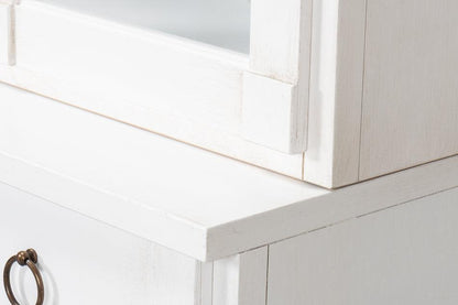 Mobiletto con frontale in vetro bianco e cassetti