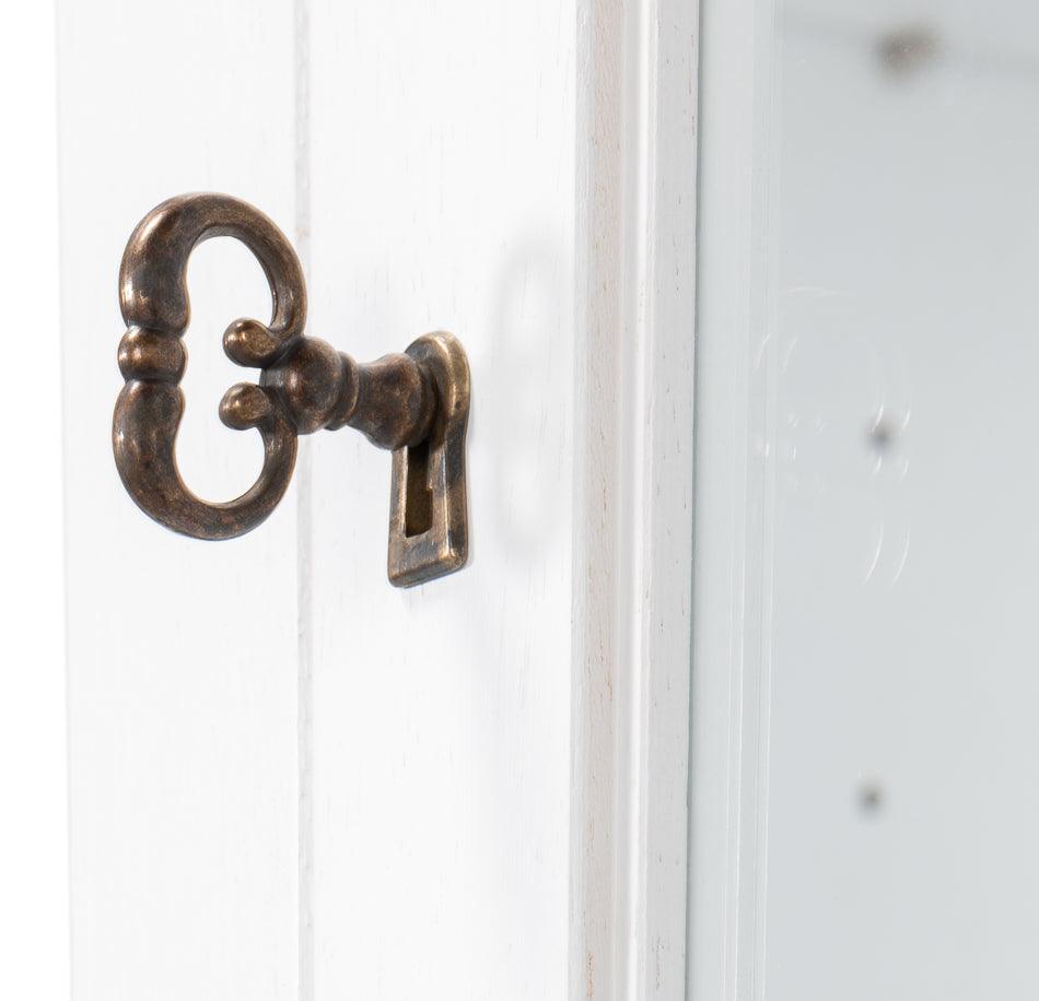 Mobiletto con frontale in vetro bianco e cassetti