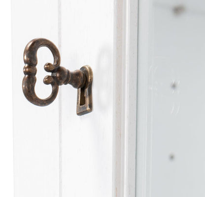 Mobiletto con frontale in vetro bianco e cassetti