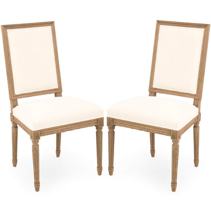 Sedie laterali bianche Louis con schienale quadrato - Coppia