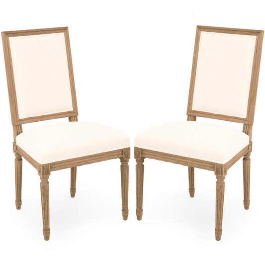 Sedie laterali bianche Louis con schienale quadrato - Coppia