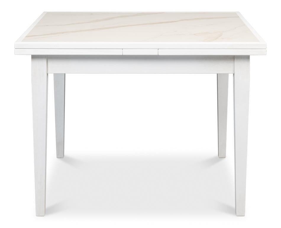 Tavolo da pranzo allungabile con piano in porcellana bianca