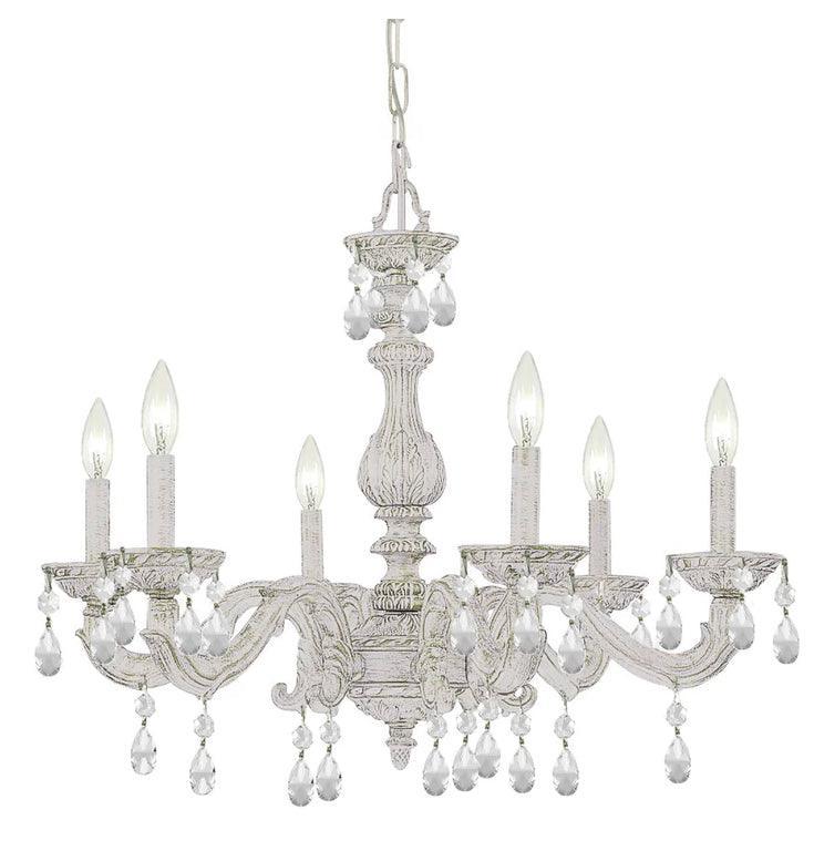 Lampadario bianco shabby chic con cristalli