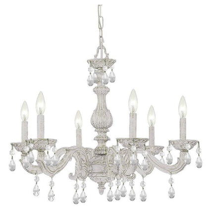 Lampadario bianco shabby chic con cristalli