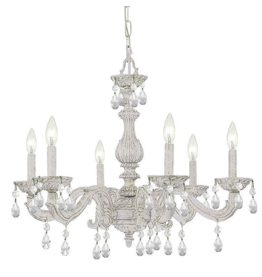 Lampadario bianco shabby chic con cristalli