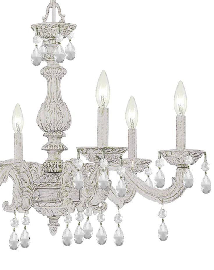 Lampadario bianco shabby chic con cristalli