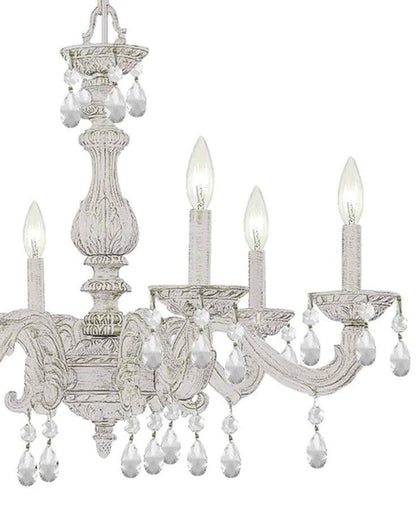 Lampadario bianco shabby chic con cristalli