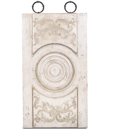 Targa da parete in legno intagliato in stile shabby chic bianco
