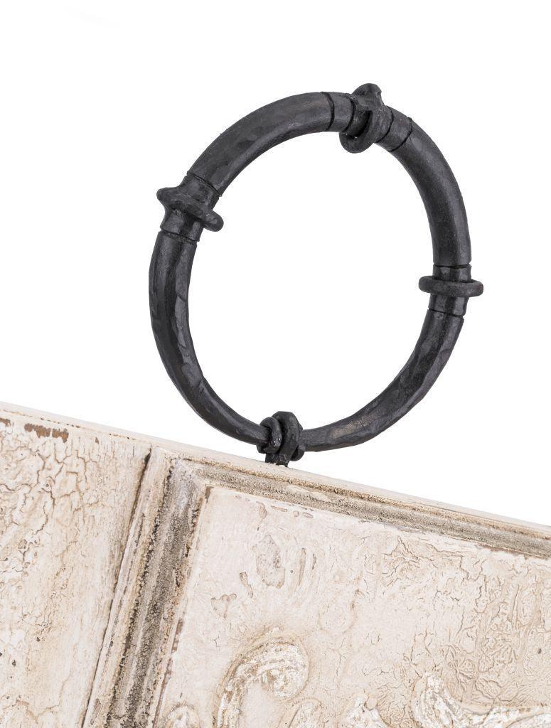 Targa da parete in legno intagliato in stile shabby chic bianco