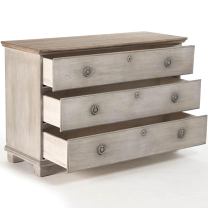 Cassettiera da fattoria grigia sbiancata