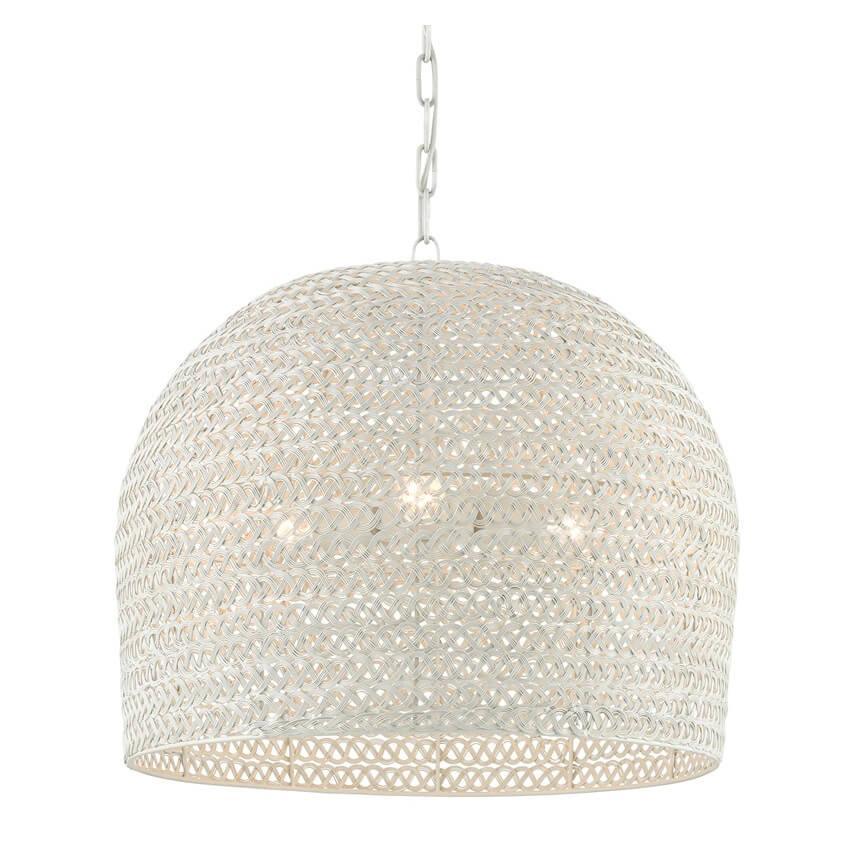 Lampadario bohémien bianco intrecciato