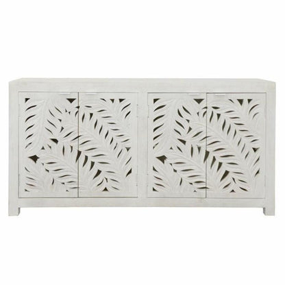 Elegante credenza in legno intagliato con palma bianca