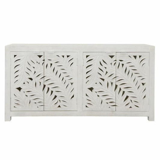 Elegante credenza in legno intagliato con palma bianca