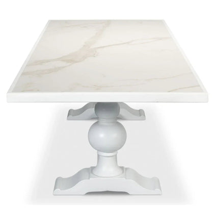 Tavolo da pranzo in stile fattoria con piano in ceramica White Zephyr