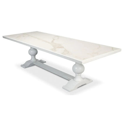 Tavolo da pranzo in stile fattoria con piano in ceramica White Zephyr