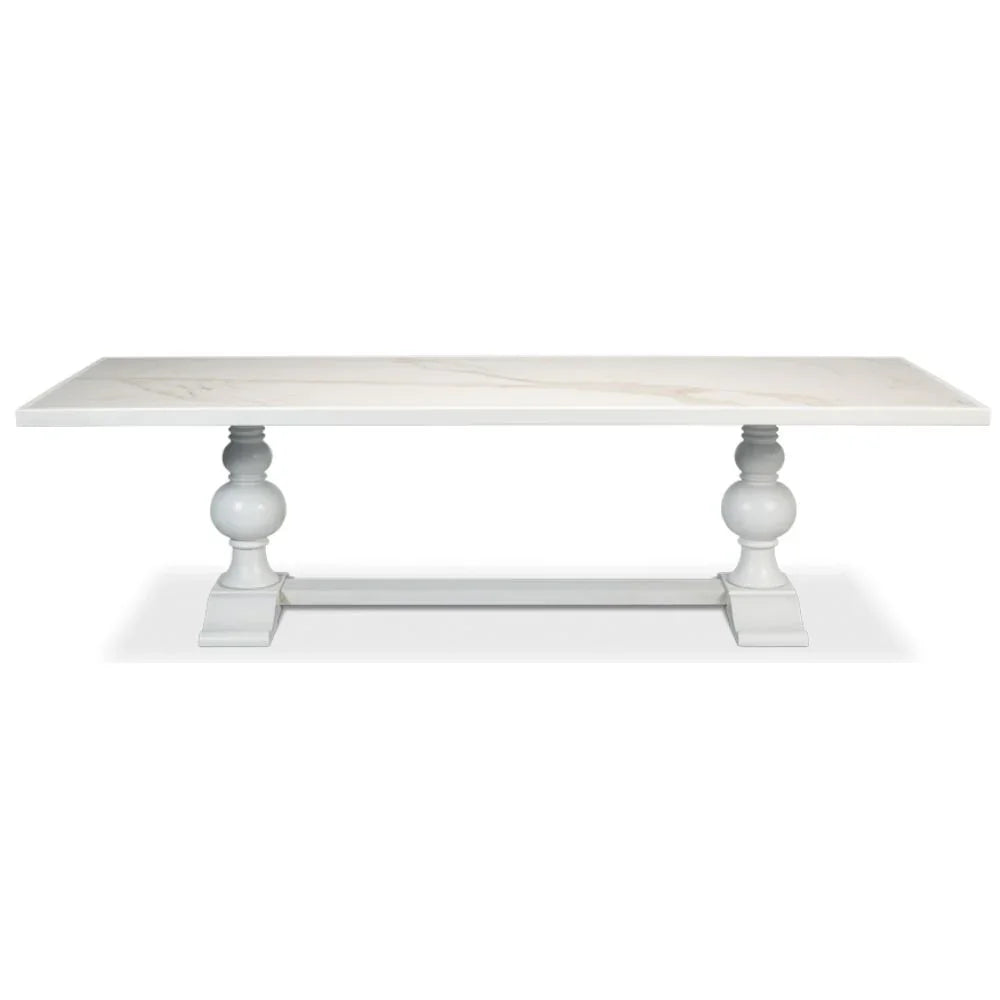 Tavolo da pranzo in stile fattoria con piano in ceramica White Zephyr