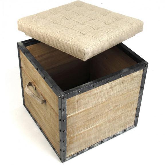 Pouf in legno e metallo