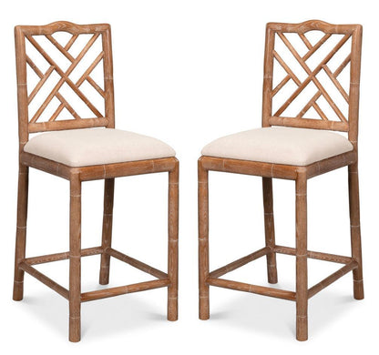 Sgabello da bar in legno di bambù intagliato