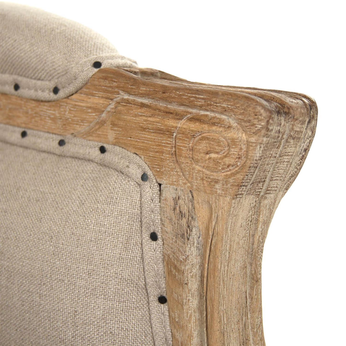 Poltrona club in juta francese intagliata nel legno