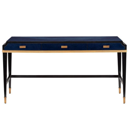 Scrivania in mogano impiallacciato blu navy